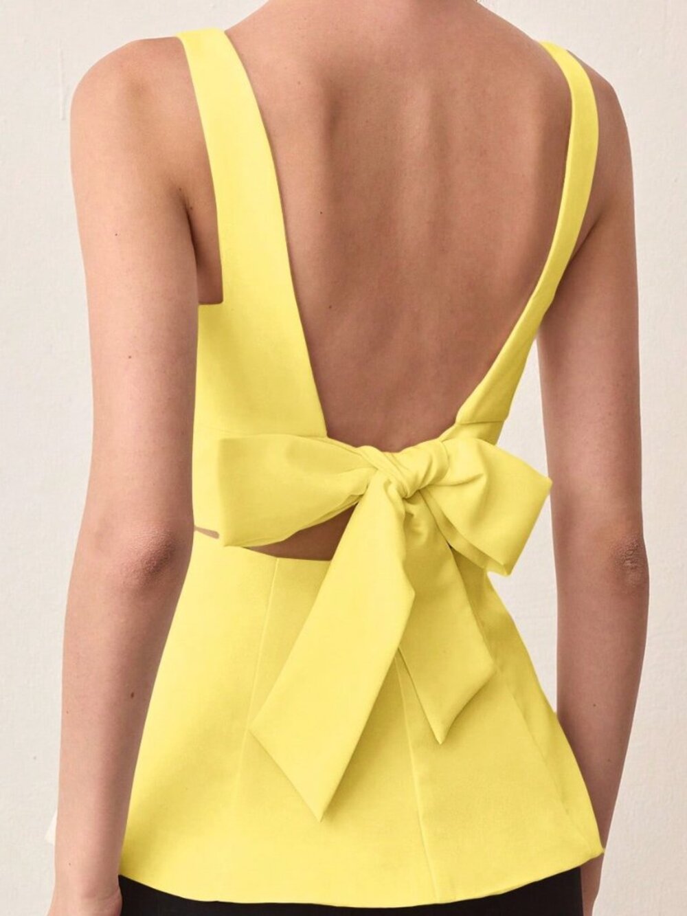 Yellow Casual Women's French Chic Backless Design Camisole Top